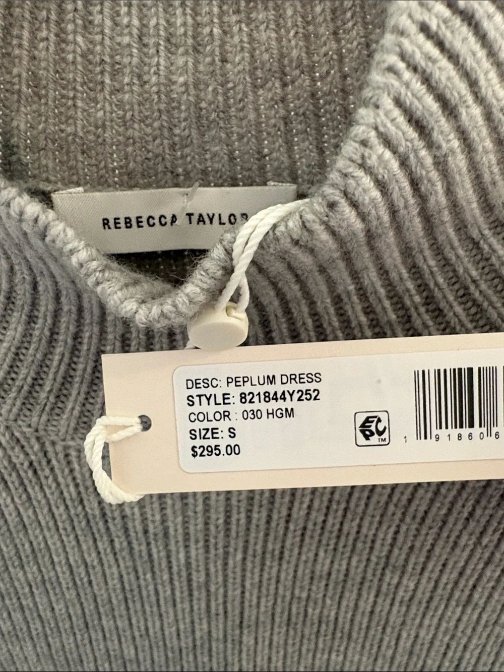 Rebecca Taylor Gray Ribbed Knit Turtleneck Dress